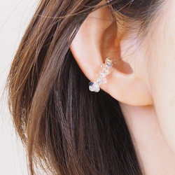 クリア＊ぷっくりつぶつぶシャボン玉 ガラスイヤーカフ（片耳用