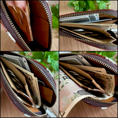 ミニ財布 コンパクト L字ファスナー パイソン コードデザイン ✣お札を