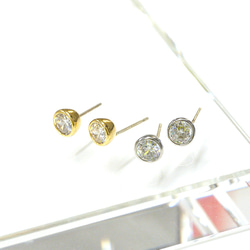 全新【1對】SV925機芯！約 6mm bezeru set CZ single gold pierce，金屬零件 NF 第7張的照片