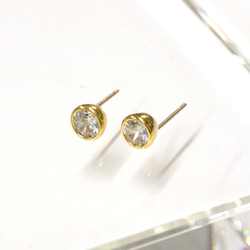 全新【1對】SV925機芯！約 6mm bezeru set CZ single gold pierce，金屬零件 NF 第3張的照片