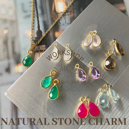 1pc】宝石質フューシャピンクカルセドニーAAA ドロップチャーム