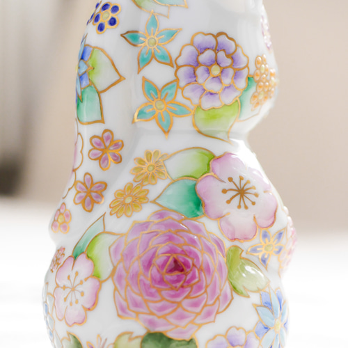 受注制作*金彩花柄白うさぎ その他置物 Jun. 通販 15683037 受注制作*金彩花柄白うさぎ その他置物 Jun. 通販 15683037