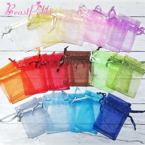 新色】 SS サイズ オーガンジー ジュエリー ポーチ 巾着 15色 30枚