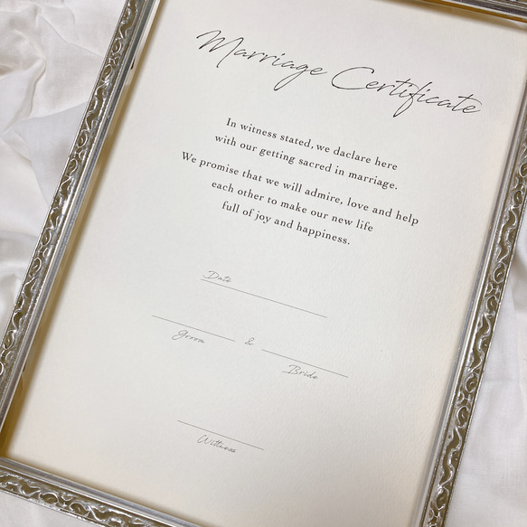 【愛犬・愛猫を証人に】結婚証明書　A4 記念品　結婚式 3枚目の画像