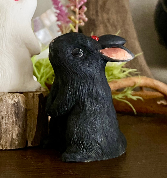 ふくふく黒うさぎ♪置物 インテリア ※黒いうさぎです その他
