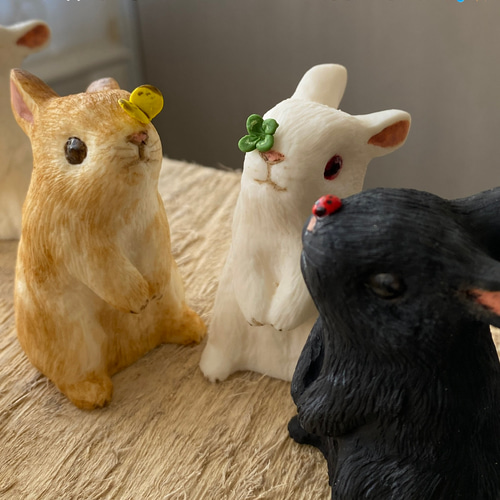 ふくふく黒うさぎ♪置物 インテリア ※黒いうさぎです その他アート ume