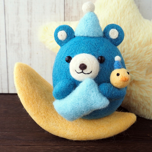 ふわふわペンギンくまちゃん 羊毛フェルト