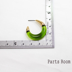 [2 件] 帶金屬帽的圈形耳環 [蘋果綠] [鈦柱/無扣] -mt-4004 第3張的照片