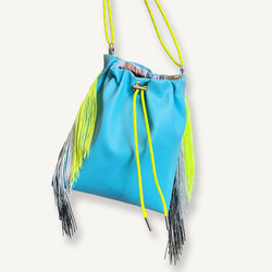 Fringe Kinchaku "Turquoise×Mix:Yellow" 1枚目の画像