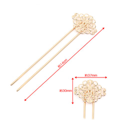 M1847-1  3個  かんざしパーツ デザインかんざし Ｕ字ピン 透かしオーバル付き 14cm  3X（1ヶ） 5枚目の画像