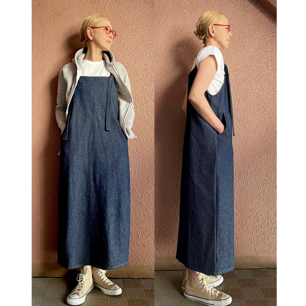 サイズと長さ選べる❤️RATA❤️スラリと見えるサロペットジャンパースカート❤️オールシーズン❤️やわらか岡山デニム