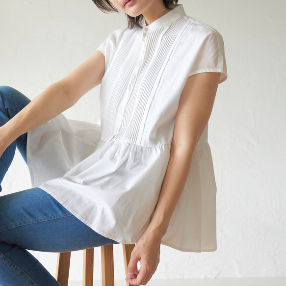 Morino Gakko 成人可愛細褶襯衫 [白色] 褶皺設計襯衫 第4張的照片