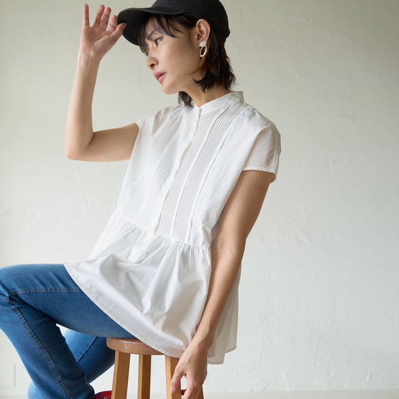Morino Gakko 成人可愛細褶襯衫 [白色] 褶皺設計襯衫 第7張的照片