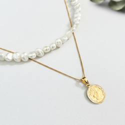送料込お得セット バロック淡水パールネックレス&K16GPコインネックレス 2枚目の画像