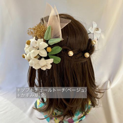 【りんりん】ブーケ、ブートニア、ヘッドパーツ、ヘッドドレス　セット ウェディングブーケ、ブートニア、ヘッドドレス セット プリザと