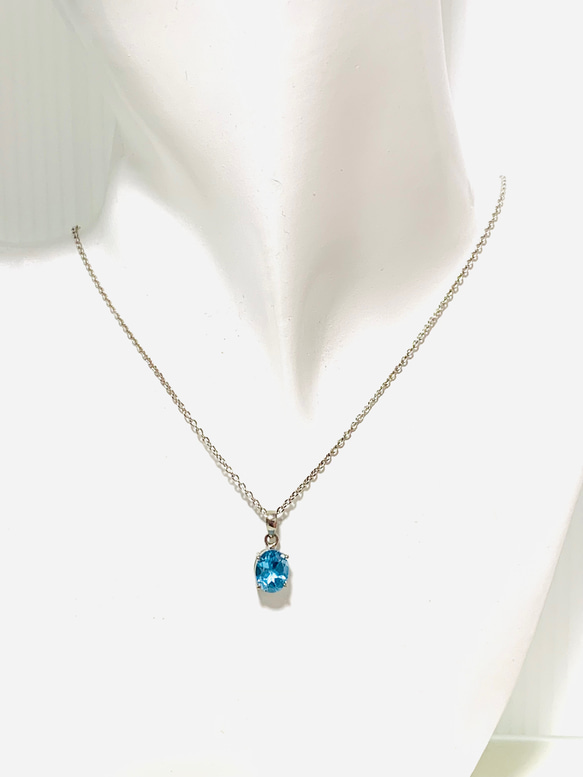 スイスブルートパーズネックレス AAA 9×7mm 約5カラツトsilver925枠留