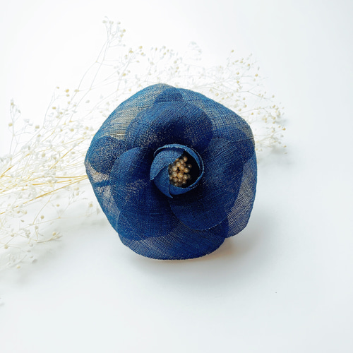 CHANEL ブルーグレー　コサージュ　カメリア CHANEL ブルーグレー コサージュ カメリア CHANEL ブルーグレー