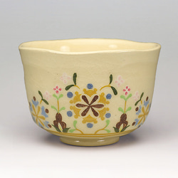 楽焼茶碗「雪のクリスマス」 抹茶碗 茶道具 手描き クリスマスツリー