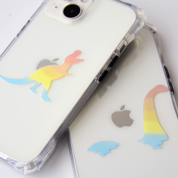スマホショルダー 「グラデーション 恐竜」 iPhoneケース ストラップ付き スマホケース ショルダーストラップ 2枚目の画像
