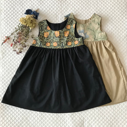 size80〜150》【ヨークワンピース】ウィリアムモリス for linen 子供服