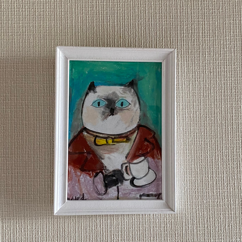 絵画。原画【シャム猫は週末にきれいで暖かい部屋を配置してから