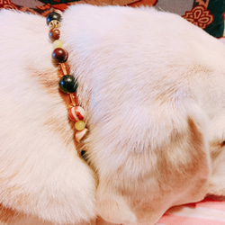 ✴︎アルファベットチャーム付✴︎犬猫オシャレ首輪！ネックレス・カラー・伸縮透明ゴム使用・天然石・ヒーリングストーン001 7枚目の画像
