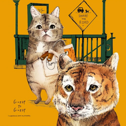 厚みのあるBIGシルエットTシャツ「トラになりたいネコ」 /送料無料 3枚目の画像