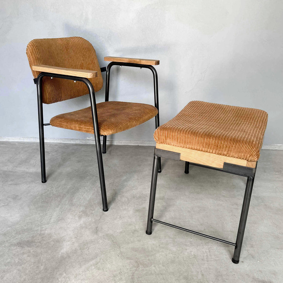 ＼送料無料／[Y.T Chair]ダイニングチェア 帆布 コーデュロイ ラウンジ アイアンチェア 椅子 -05_c- 8枚目の画像