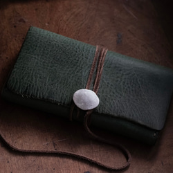 お財布　三つ折り　緑色のお財布　レザーウォレット 12枚目の画像