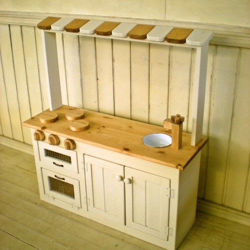 おままごとキッチン 木製 90 センチワイドタイプ おままごと キッチン 木製 チェッカーガラス扉