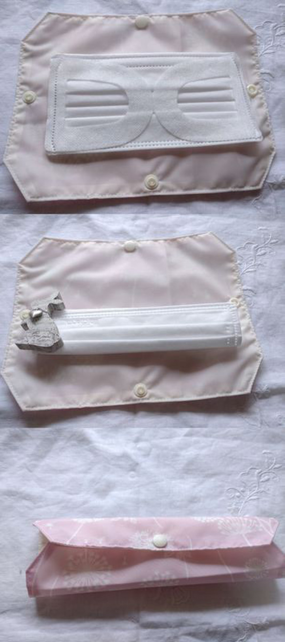 マスクケース　マルチタイプ　綿毛ピンク 4枚目の画像