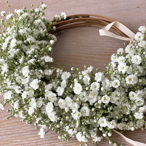 かすみ草ミニリース ミニリース フラワーギフト お祝い ドライフラワー