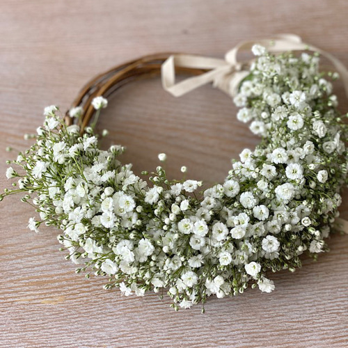 かすみ草ミニリース ミニリース フラワーギフト お祝い ドライフラワー