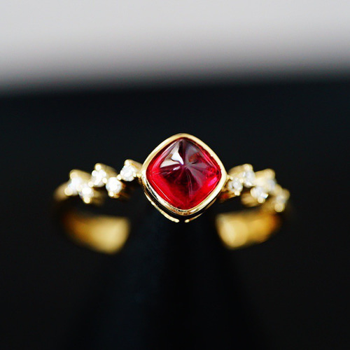 リング 指輪 K18 天然ルビー ゴールド