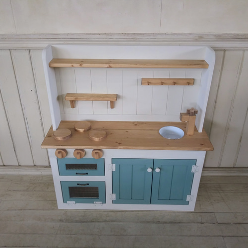 おままごとキッチン 木製 90 センチワイドタイプ おままごと キッチン 木製 チェッカーガラス扉