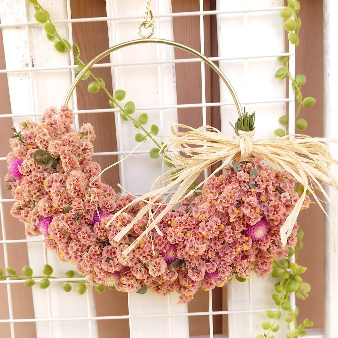 フレッシュ☆30㌢超えスモークツリー可愛いリース☆ハイブリッド