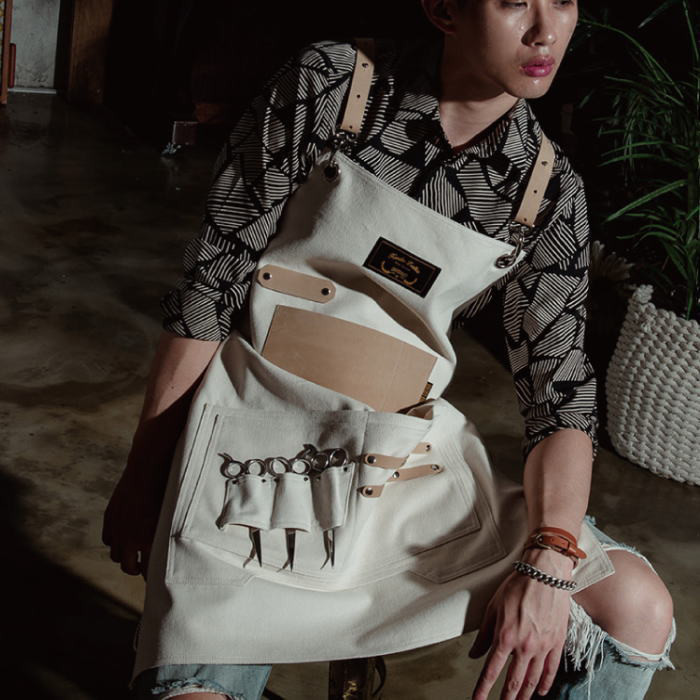 理容 美容エプロン 職人 シザーエプロン 作業エプロン デニムエプロン レザーエプロン かっこいい ショップエプロン ア