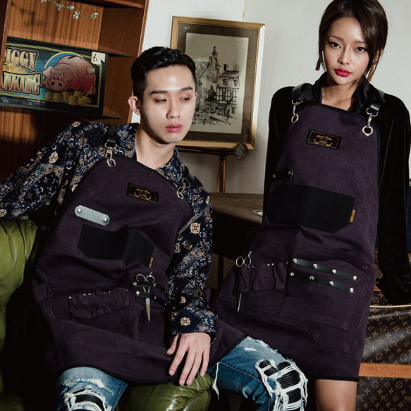 理容 美容エプロン 職人 シザーエプロン 作業エプロン デニムエプロン レザーエプロン かっこいい ショップエプロン ア 