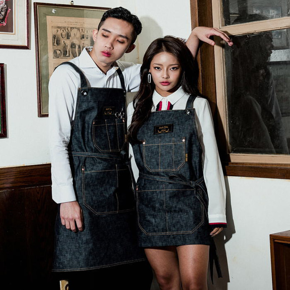 理容 美容エプロン 職人 シザーエプロン 作業エプロン デニムエプロン レザーエプロン かっこいい ショップエプロン ア 