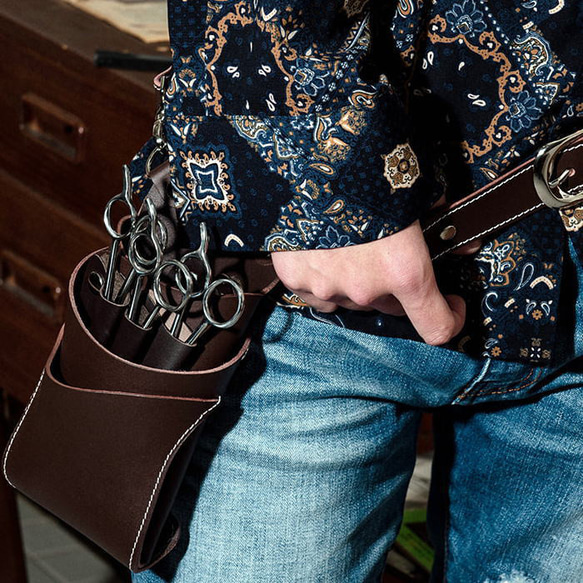 シザーケース 美容師 理容師 シザーケース トリマー フローリスト おしゃれ シザーバッグ 本革 業務用 本格手作り 本 シザーケース