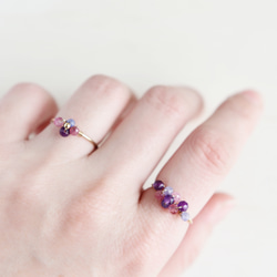 【14kgfリング・指輪】天然石 紫陽花の小花 4枚目の画像