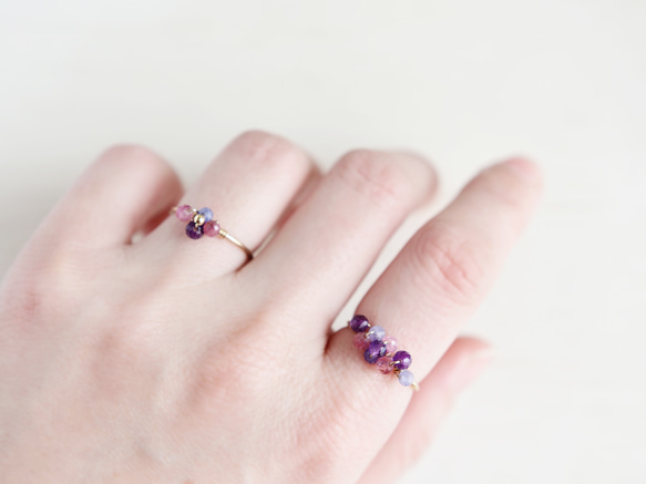 【14kgfリング・指輪】天然石 紫陽花の小花 4枚目の画像