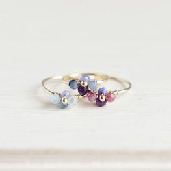 【14kgfリング・指輪】天然石 紫陽花の小花 3枚目の画像