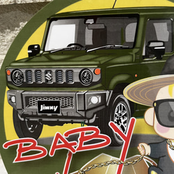 beby in  ジムニー ステッカー グリーン ベビーイン 赤ちゃんが乗ってます 2枚目の画像