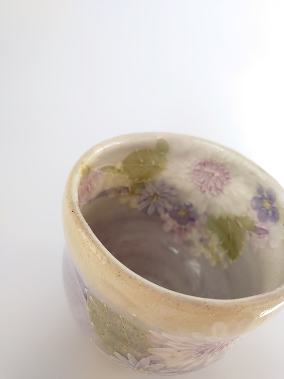 工房ゆずりは　ふくふく碗　紫を主体にした華やかで落ち着いた上品な絵柄　花かざり　29293　 15枚目の画像