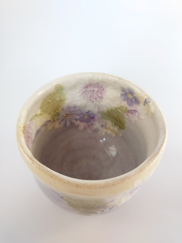 工房ゆずりは　ふくふく碗　紫を主体にした華やかで落ち着いた上品な絵柄　花かざり　29293　 10枚目の画像