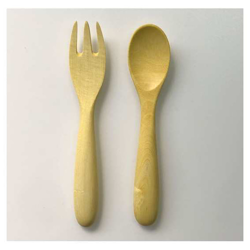 日本の木で作った子どもスプーン＆フォークセット 【みかんの木】sf