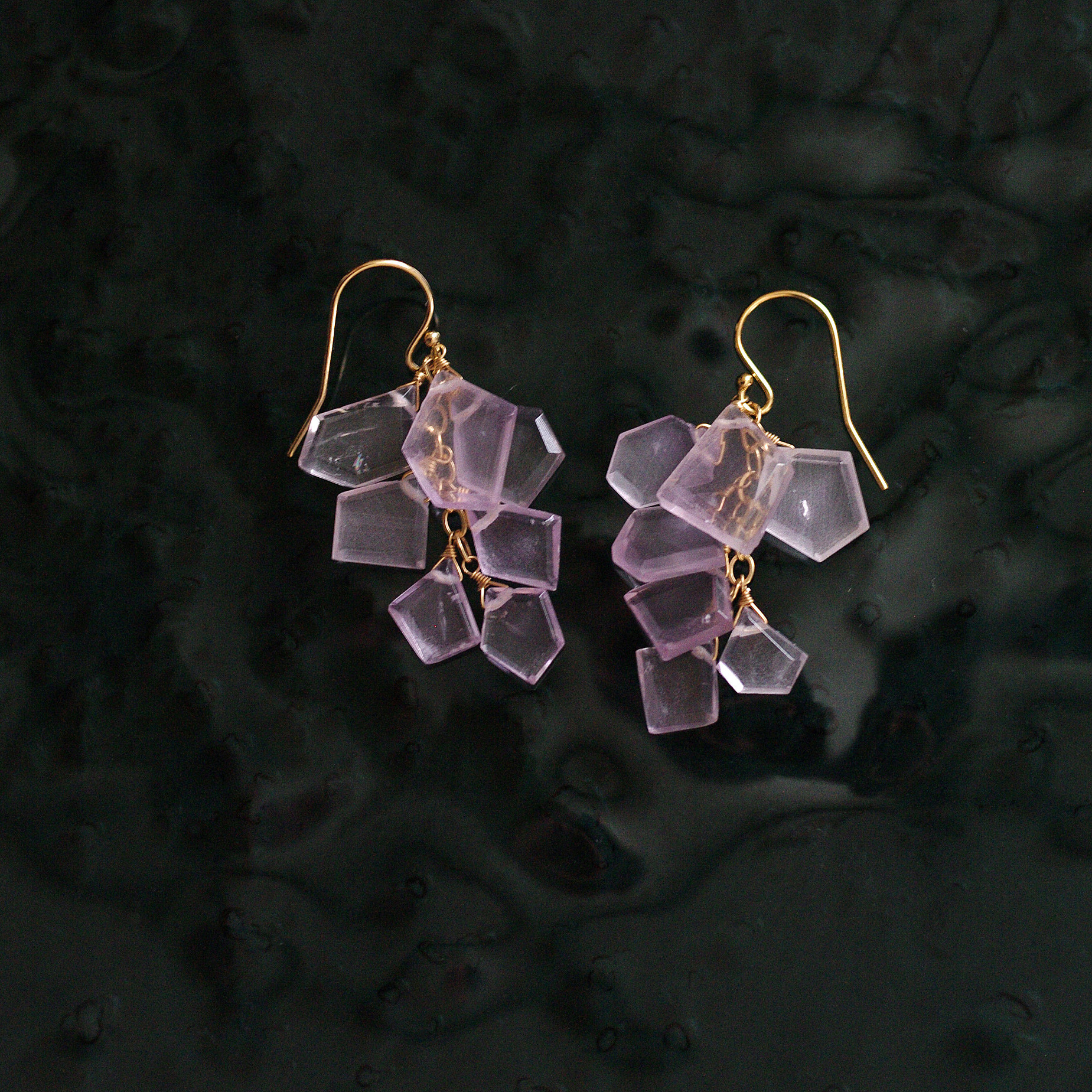 fusa : pink Amethyst （earring） ピンクアメシストの房の耳飾り