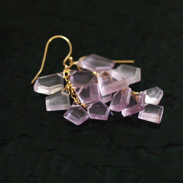 fusa : pink Amethyst （earring） ピンクアメシストの房の耳飾り 5枚目の画像