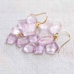 fusa : pink Amethyst （earring） ピンクアメシストの房の耳飾り 6枚目の画像